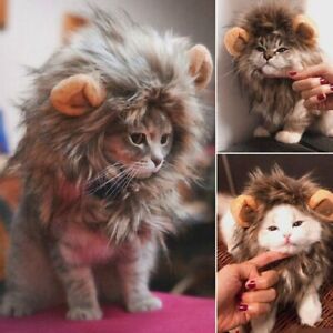 Funny Cute Cat Wig Costume Lion Mane Wig Cap for Dog Dress with Ears Pet Clothes
