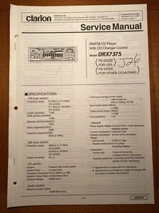 CLARION DRX7375 AM/FM STEREO CD PLAYER ORIGINAL SERVICE REPAIR MANUAL - Picture 1 of 1