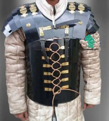 Recreación histórica, Lorica Segmentata romana, placa de pecho Body Armor negra Foto 1 de 4
