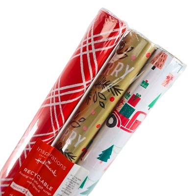 NEW Hallmark INSPIRATIONS Wrapping Paper Easy Cutlines, 3 Rolls 100 SQ FT Total - Image 1 of 4