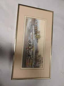 15.5"× 8.5" Framed Art/ Landscape Scene Feat. Water And Foliage/ Signed By... - Bild 1 von 10