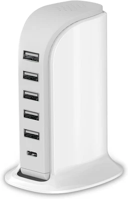 40W Multi-Device Charging Station with 5 USB Ports and Type-C for Home Office - Image 1 of 4
