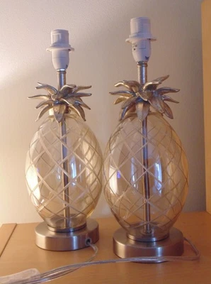 Pair of Laura Ashley Pineapple Glass Table Lamps - Image 1 of 4