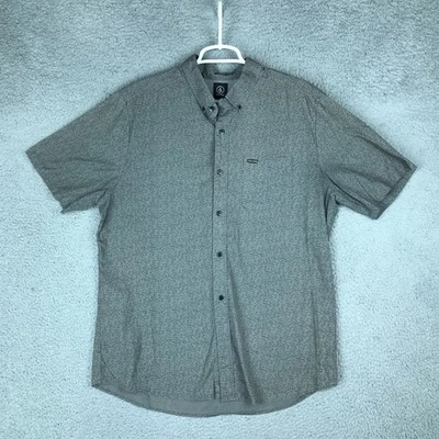 Volcom Shirt Mens XL Gray Slim Fit Short Sleeve Button Up Casual Patterned Top - Image 1 of 4