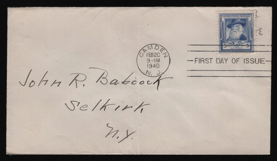 #867 5c Walt Whitman, FDC **ANY 5=FREE SHIPPING** - Image 1 of 1