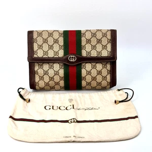 Vintage GUCCI Sherry Line GG Clutch Bag PVC Authentic - Picture 1 of 12