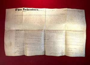 GREAT PRE CIVIL WAR ÄRA CA 1838 INDENTURE LAND RENT WITH SEAL & SIGS / PHIL, PA - Bild 1 von 14