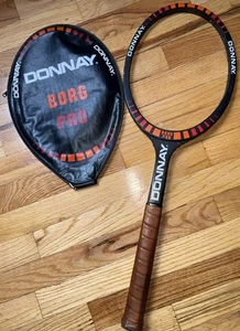 Donnay Borg Pro Light 5 Tennis Racket Black with Head Cover Made in Belgium Vtg - Picture 1 of 11