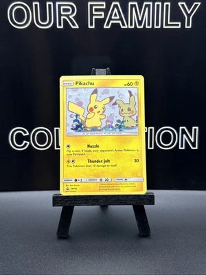 Pikachu & Mimikyu 2019 Sun and Moon Black Star Holo Promo SM162 SWIRL - Image 1 of 4