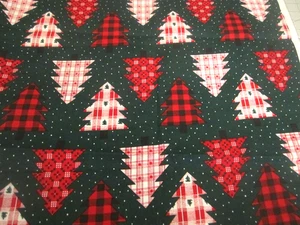 Vtg Fabric Christmas Country Trees Green Red  Fabric Traditions 1993 1yd 24" x44 - Picture 1 of 7
