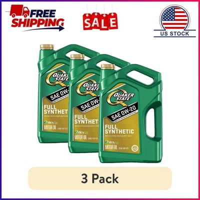 (Paquete de 3) Aceite de motor Quaker State totalmente sintético 0W-20, 5 cuartos Foto 1 de 4