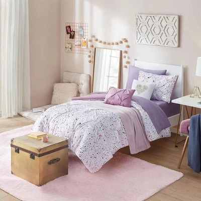 Juego de edredón Abby 4 piezas microfibra estampado metálico diseño pintucked bordado... Foto 1 de 4