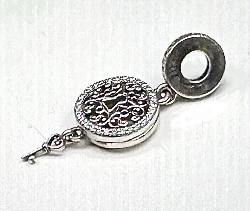 PANDORA Sterling Silver Key To My Heart Locket Lock Charm 925 ALE Dangle 1” Drop - Image 1 of 3