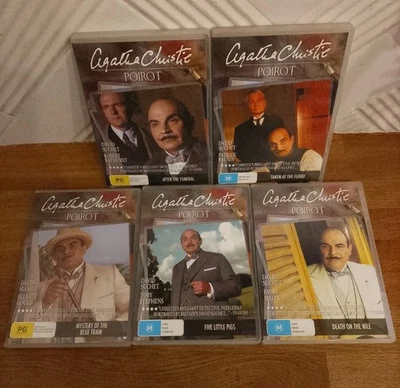 DVD - X5 Agatha Christie Poirot DVDs Bundle Aus Region 4 Plays UK PAL Collection - Image 1 of 3