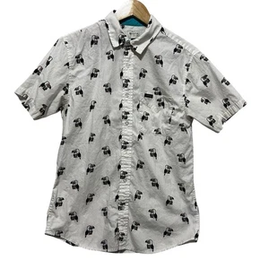 Matix Mens Button Down Shirt S White Toucan Print Casual Summer Skater Surf - Picture 1 of 6