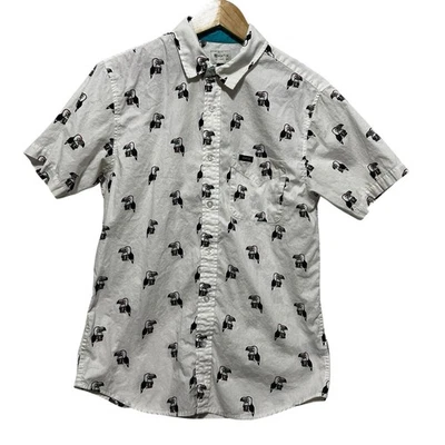 Matix Mens Button Down Shirt S White Toucan Print Casual Summer Skater Surf - Image 1 of 4