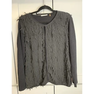 Suéter cárdigan T.Tahari para mujer XL negro flecos delanteros suéter abierto ropa de trabajo - Imagen 1 de 6