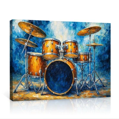 Drum Set Abstract Wall Art Canvas Poster Modern Abstract Drum Art Print