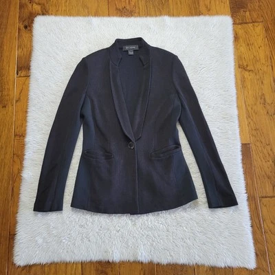 Chaqueta Blazer ST JOHN Para Mujer 2 Negras Mezcla Lana Paneles en Contraste Botón Foto 1 de 4