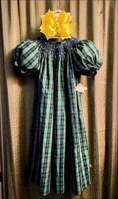 Niñas Nuevo Con Etiquetas Vestido Lolly Wolly Doodle Calado Largo A Cuadros Lazo Libre 5 Foto 1 de 4