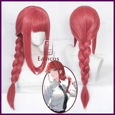 Peluca Cosplay Anime Makima 70 cm Largo Rosa Rojo Pelucas Trenzadas Resistente al Calor Foto 1 de 4