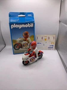 Playmobil 3303 - Vintage Motorbike Racer Set Uvex Pirelli Castrol With Box - Picture 1 of 18
