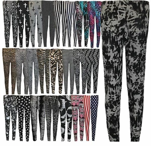 Women Plain Printed Sexy Legging Ladies Stretch Full Length Plus Size Legging - Picture 1 of 38