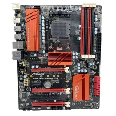 ASRock 970 Performance/3.1 Motherboard ATX AMD 970/SB950 AM3+/AM3 DDR3 SATA3 M.2 - Image 1 of 4