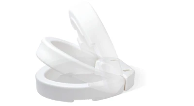 VIC_SPACE1 Elongated Toilet Seat Riser Hinged Raised Handicap Disabled Assistance Cleaning