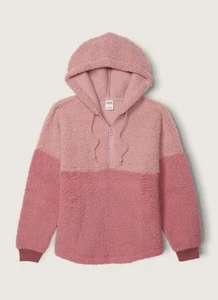 Victoria's Secret PINK Varsity Sherpa Half Zip Pullover Pink Colorblock Medium - Bild 1 von 7