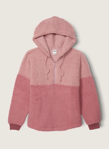 UNDERCOVER Maglione mezza zip Victoria's Secret ROSA Varsity Sherpa rosa colorblock medio