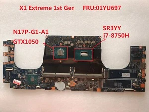 For Lenovo Laptop ThinkPad X1 Extreme 1st Gen with i7-8750H Motherboard 01YU697 - Picture 1 of 4