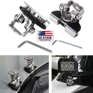 2X Universal Adjustable Pillar Hood Led Work Light Mount Bracket Clamp Holder - Picture 1 of 8