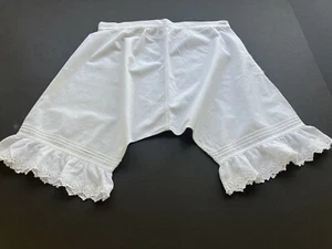 ANTIQUE VICTORIAN/ EDWARDIAN WHITE COTTON BLOOMERS W/LACE & RUFFLES - Picture 1 of 7