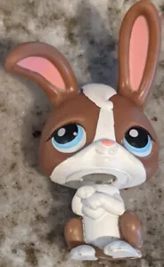 Littlest Pet Shop~#121~Bunny Rabbit~Brown White~Blue Dot Eyes~Red Magnet - Picture 1 of 3
