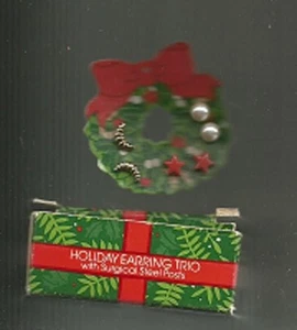 RARE VTG1986 Avon HOLIDAY TRIO(3 PAIR) Pierced Earrings-NEW IN BOX-FREE SHIPPING - Picture 1 of 1