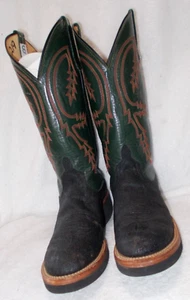 Anderson Bean 7.5D men's black & green  cowboy western boots Made in USA 7.5 - Picture 1 of 12