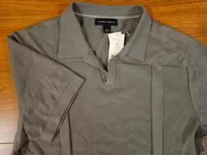 NWT Men's Banana Republic Short Sleeve Knit Gray Cotton Silk Polo Shirt Medium - Picture 1 of 6