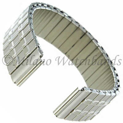 16mm Hirsch Stainless Steel Mens Twist-O-Flex Silver Tone Watch Band 3579 - Image 1 of 4