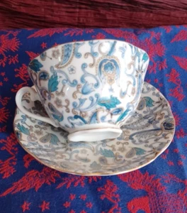 Vintage Lefton Porzellan Tasse Untertasse blaue Blume - Bild 1 von 3