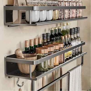 Estante de aluminio montado en la pared multifuncional para almacenamiento de especias de cocina - Imagen 1 de 22