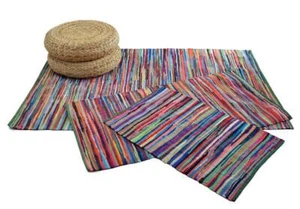 Bohemian Rag Rug- Woven Chindi Dari Living Room Rug / Hand-Woven Carpet Rug-Mats - Picture 1 of 8