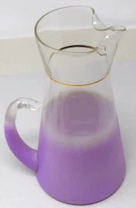 Vintage MCM West Virginia Blendo Glaskrug Orchidee mattiert lila gerissen - Bild 1 von 9