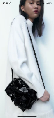 Zara Floral Leather Crossbody Bag, BNWT,Black, SOLD OUT, RRP £119 - Image 1 of 4