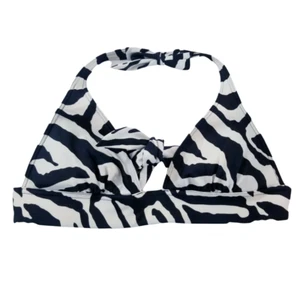 Top de bikini Victoria Secrets para mujer talla pequeña negro blanco estampado de cebra halter - Imagen 1 de 10