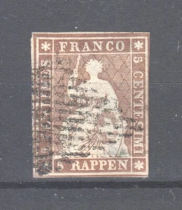 Switzerland ~ 1854 Strubel, 5c reddish brown Z# 22A/ Sc# 15 Used (B274) - Picture 1 of 2