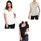 3 X Bonds Womens Scoop Neck Tee T-shirt Top Cotton Black White Grey
