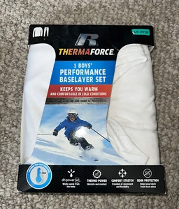 Russell Boys Therma Force Underwear Long Sleeve Top Bottom Set White LARGE NEW - Picture 1 of 4