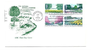 1365-68 Beautification of America, AHC, block of 4, FDC - Picture 1 of 1