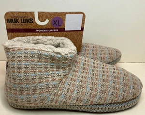 Muk Luks indoor/outdoor Booties Slippers Beige Oatmeal Womens size X-Large 11-12 - Picture 1 of 5